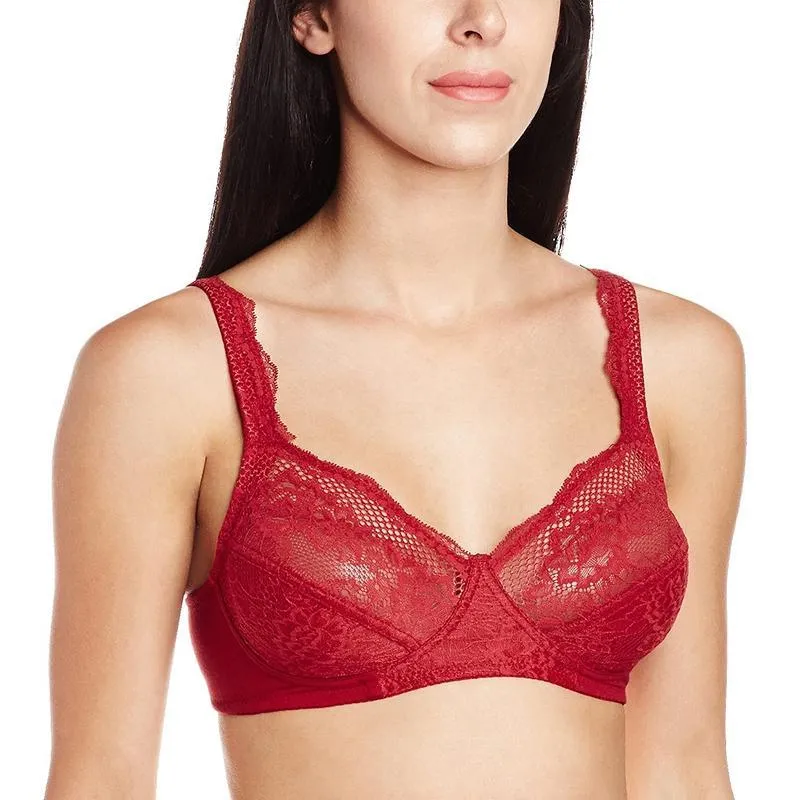 Lovable Women's Non Padded Lace Bra Maroon