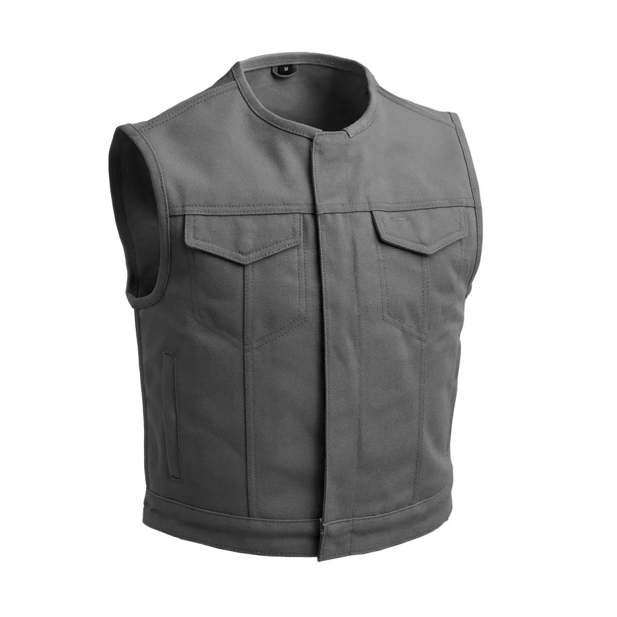 Lowside Men's Motorcycle Canvas Vest (Grey)