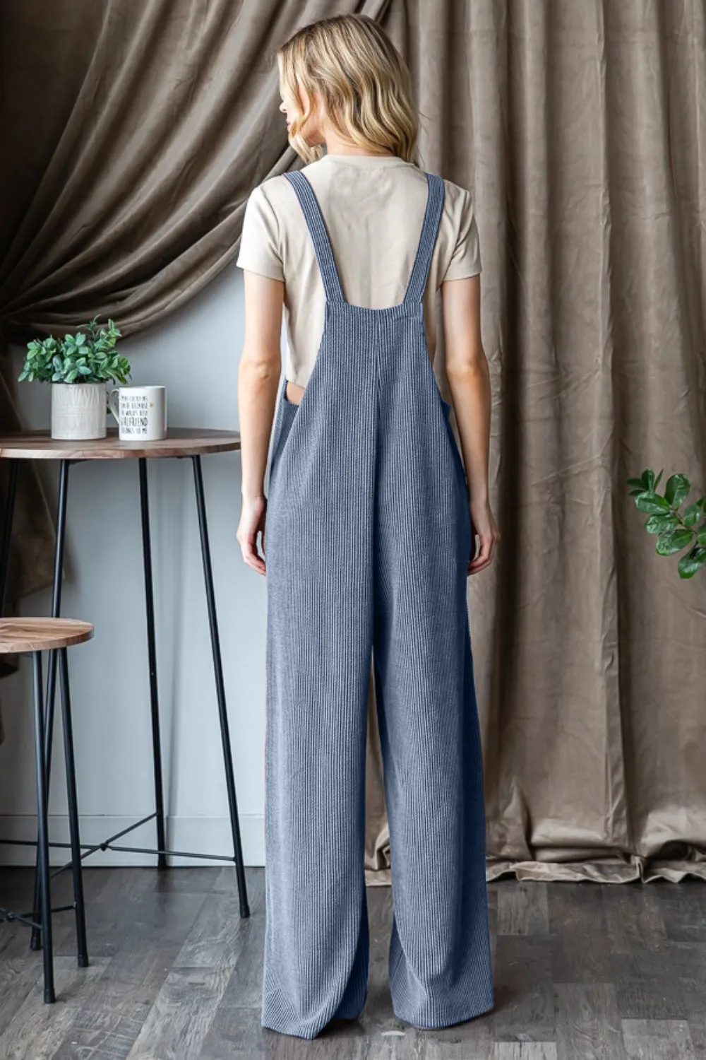 Luannie Full Size-Inclusive  Heimish Ribbed Front Pocket Sleeveless Jumpsuit