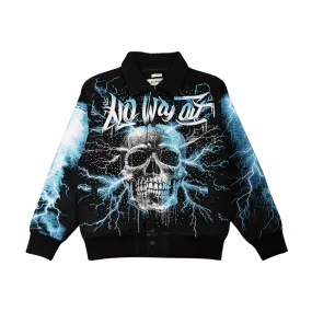 MAJESTIC No Way Out Tapestry and Leather Rhinestone Jacket