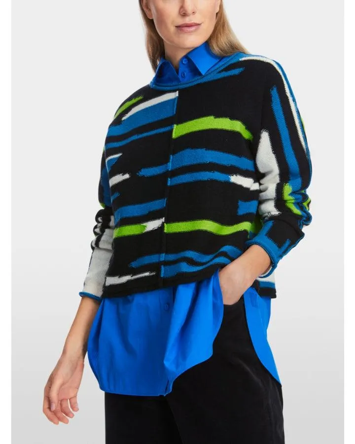 Marc Cain Asymmetric Stripe Pattern Sweater