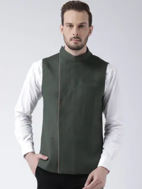 Men Olive Green Waistcoat (Set of 1)