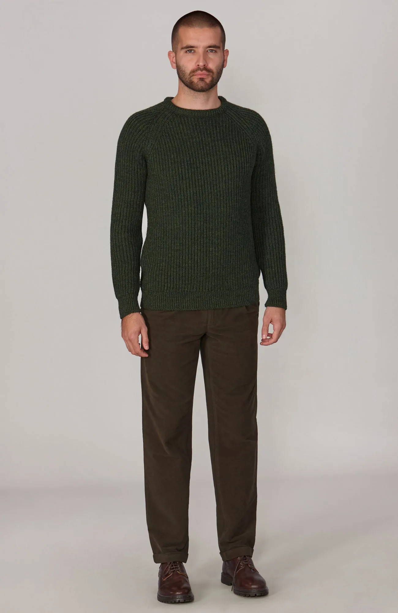 Mens British Wool Heavyweight Ribbed Jumper