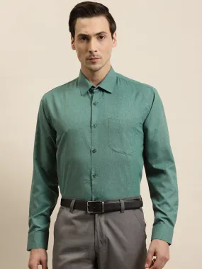 Men's Cotton Bottle Green Formal Classic Shirt - Sojanya