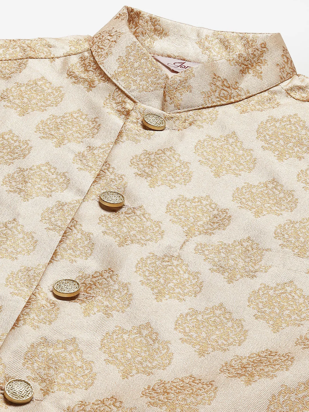 Men'S Cream Printed Nehru Jacket