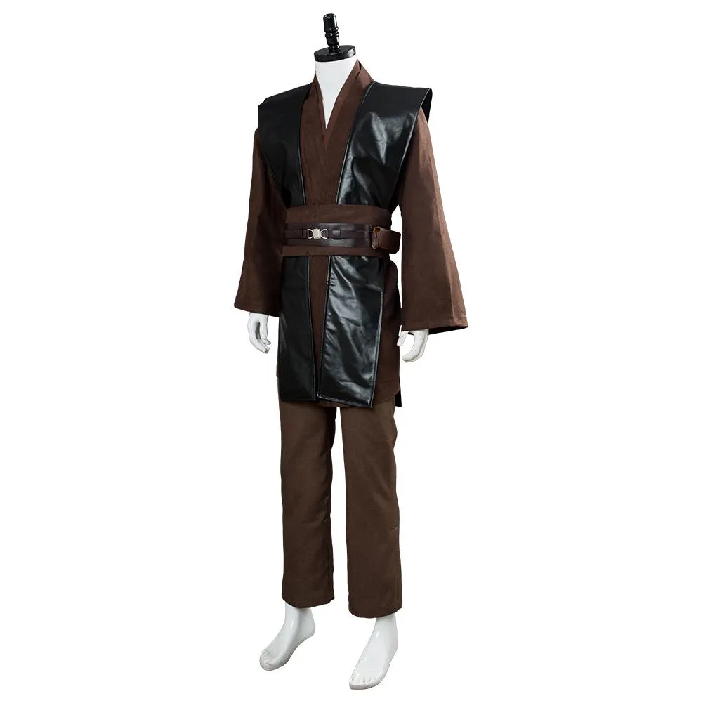 Mens Jedi Anakin Skywalker Cosplay Costume Knight Tunic Uniform Brown Vision