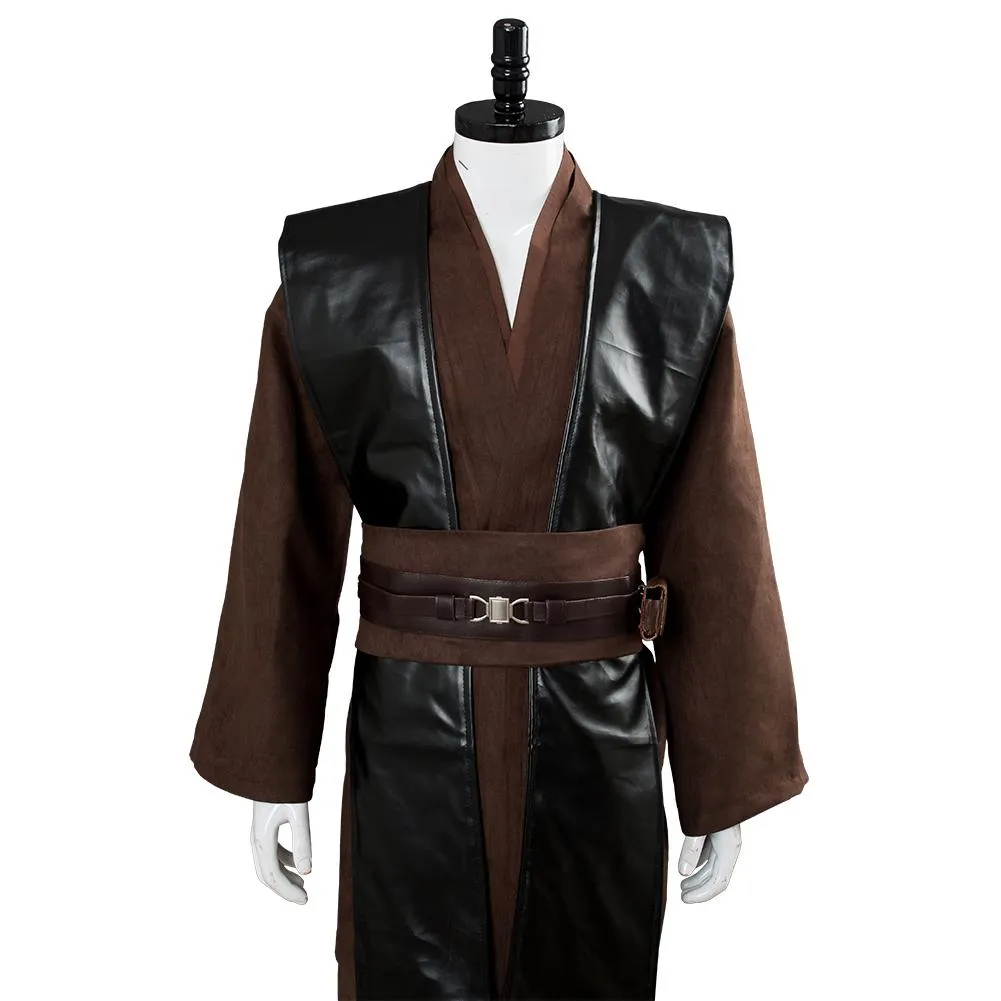 Mens Jedi Anakin Skywalker Cosplay Costume Knight Tunic Uniform Brown Vision