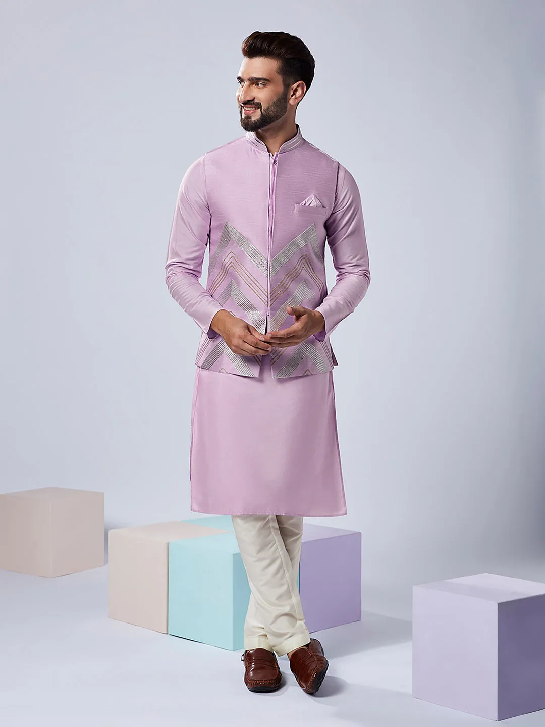 Men's Lavender Nehru Jacket (Set of 1)