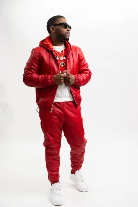 Men's Leather Sweat Suit [Red]