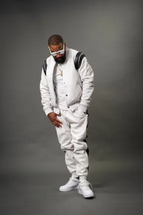 Men's Liam Leather Track Suit [White/Black]