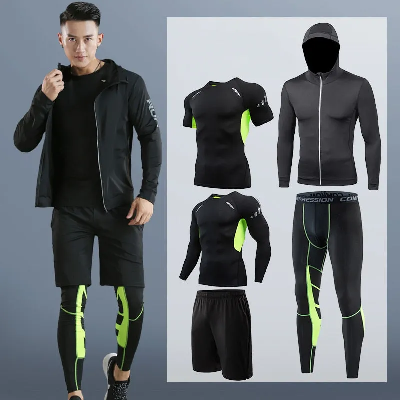 Men's Running Tracksuit Training Fitness Sportswear Set Compression Leggings Sport Clothes Gym Tight Sweatpants Rash Guard Lycra v1