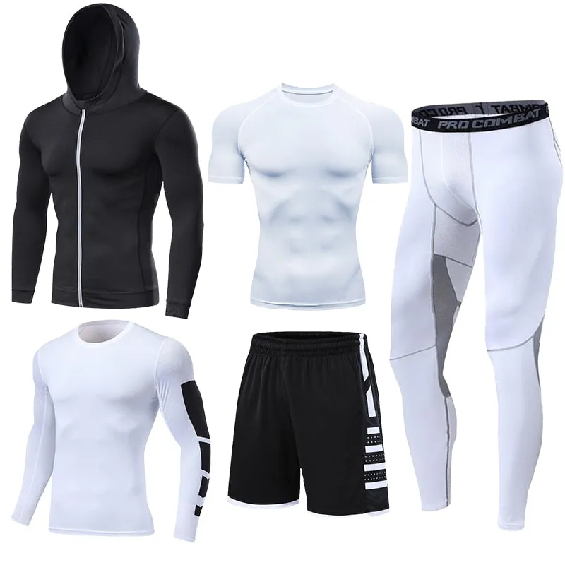 Men's Running Tracksuit Training Fitness Sportswear Set Compression Leggings Sport Clothes Gym Tight Sweatpants Rash Guard Lycra v1