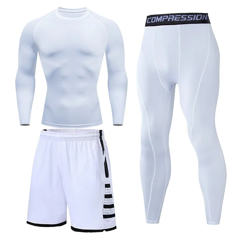 Men's Running Tracksuit Training Fitness Sportswear Set Compression Leggings Sport Clothes Gym Tight Sweatpants Rash Guard Lycra v1