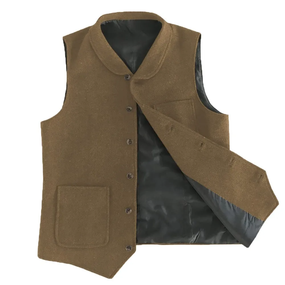 Men's Single Breasted Fashion Herringbone V Neck Waistcoat