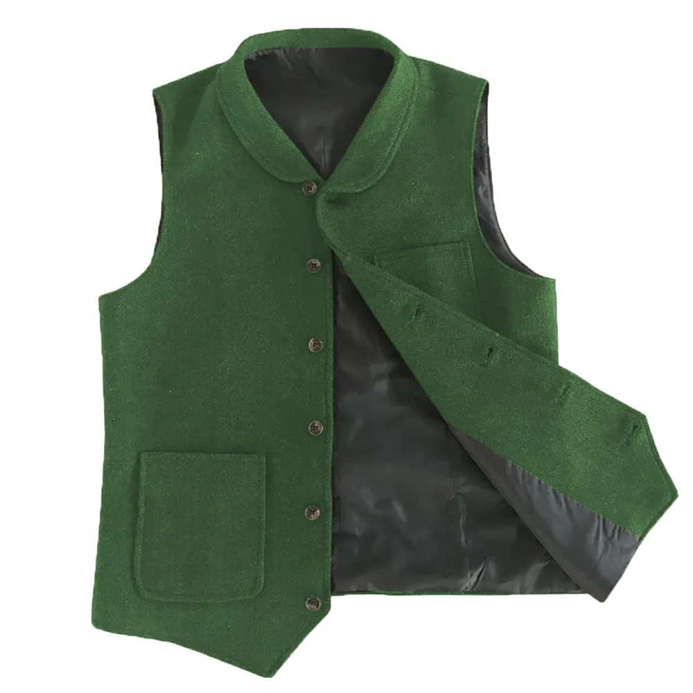 Men's Single Breasted Fashion Herringbone V Neck Waistcoat