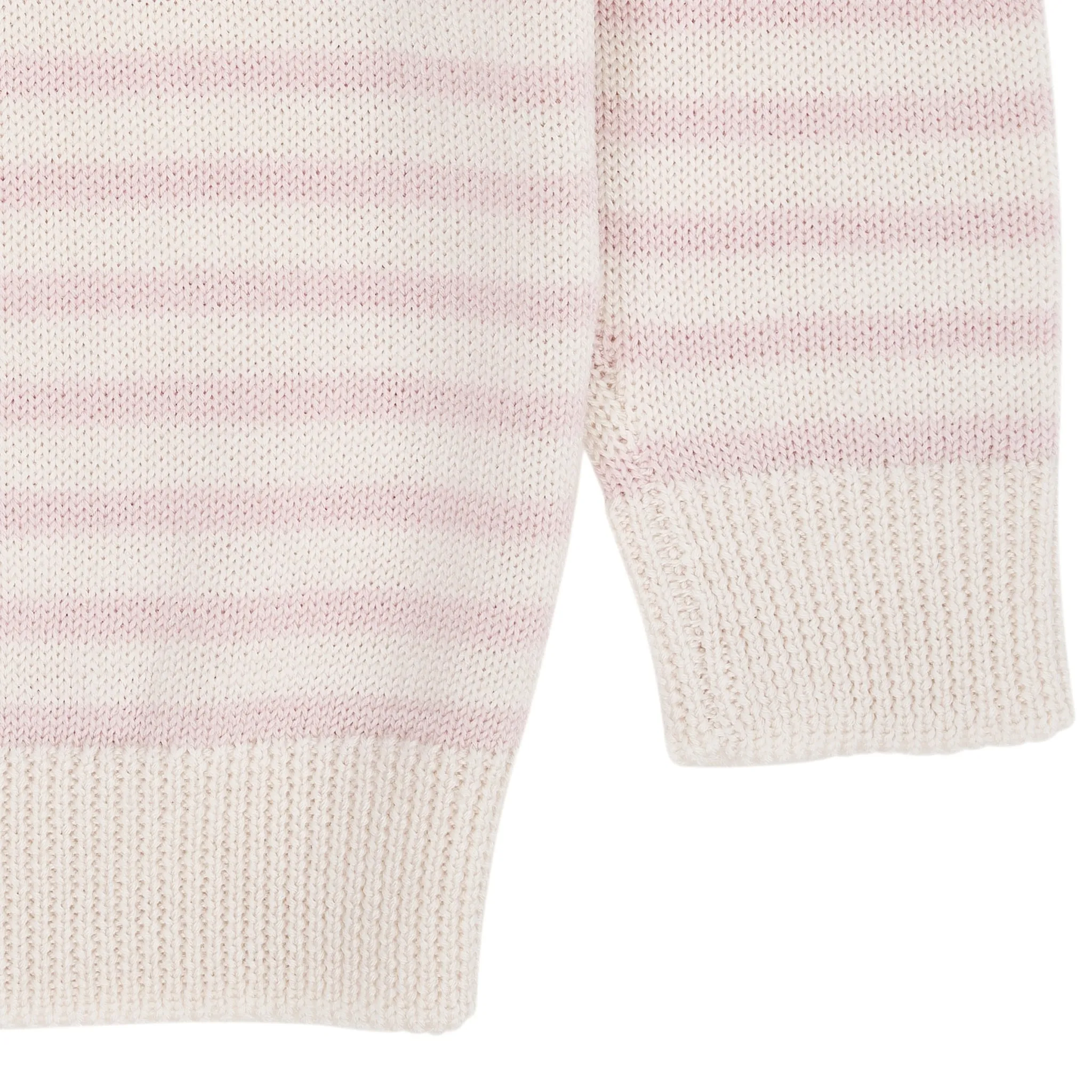 MERINO CLASSIC STRIPED PULLOVER - CREAM/DUSTY ROSE STRIPE