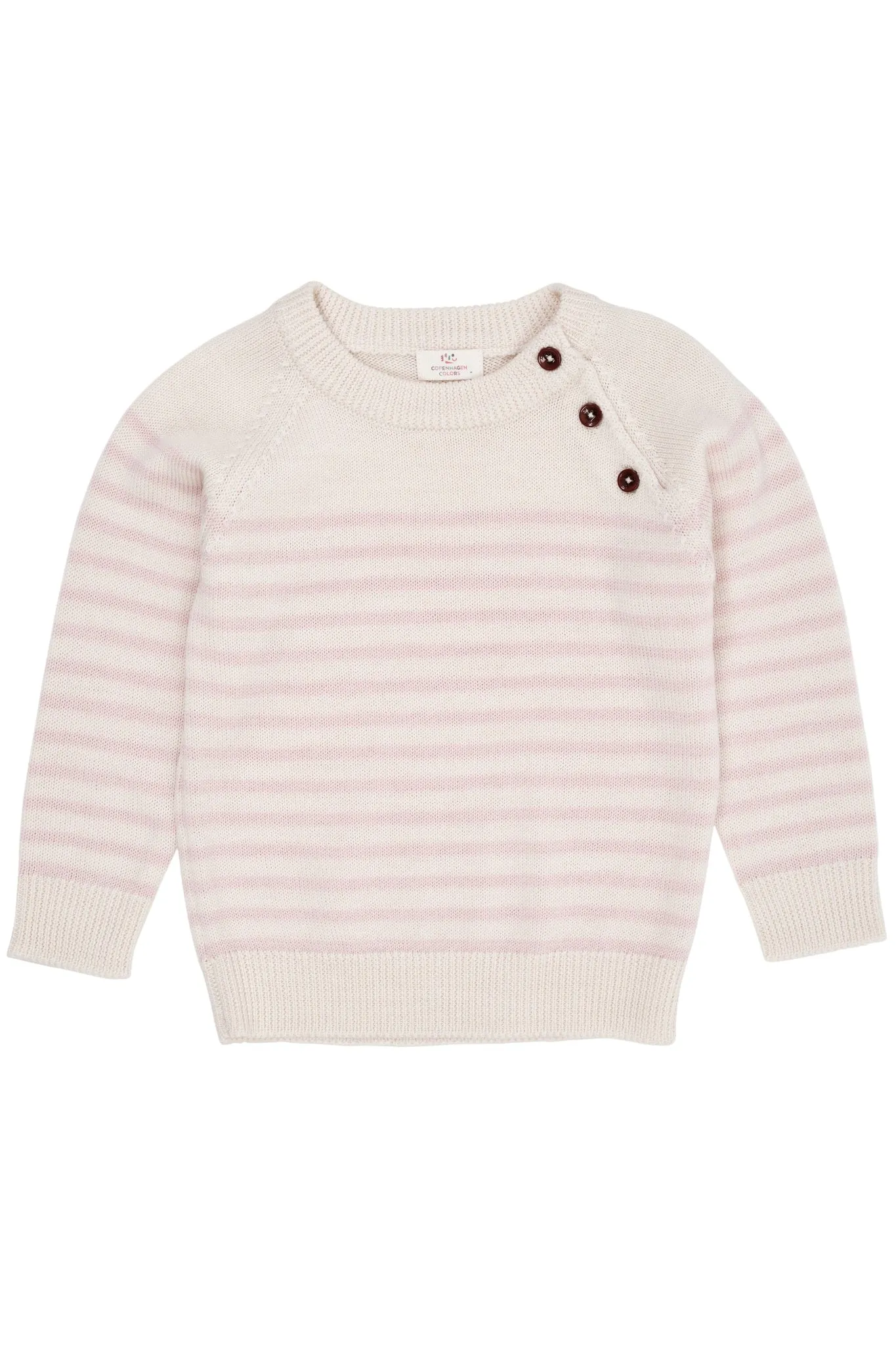 MERINO CLASSIC STRIPED PULLOVER - CREAM/DUSTY ROSE STRIPE