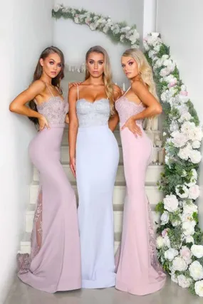 Mermaid Sweetheart Lace Satin Bridesmaid Dress