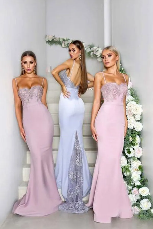 Mermaid Sweetheart Lace Satin Bridesmaid Dress