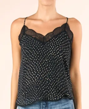 Midnight Lace Trim Polka Dot Cami