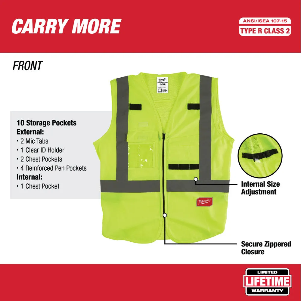 Milwaukee 48-73-5022 Class 2 - High Visibility Yellow Safety Vest - L/XL