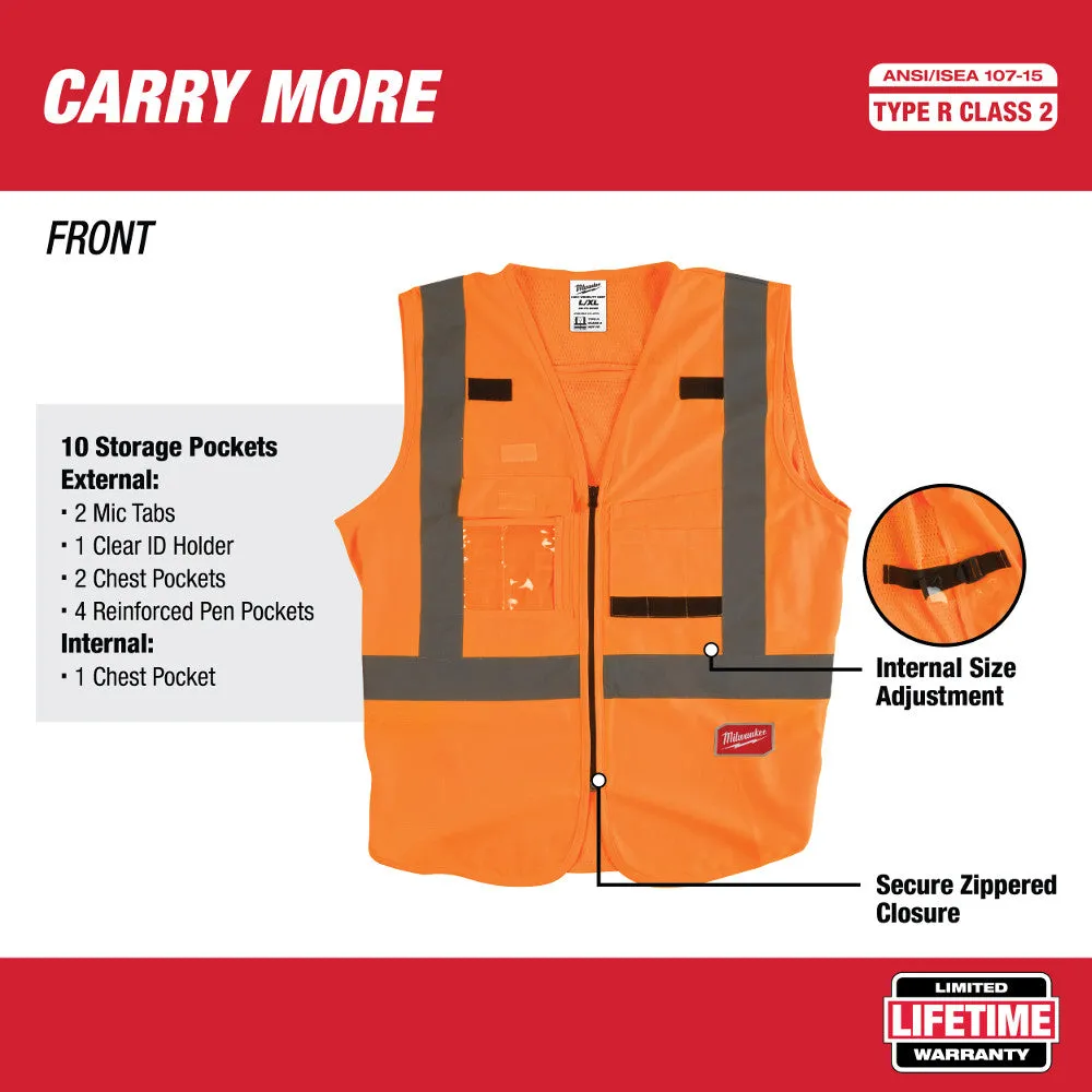 Milwaukee 48-73-5032 High Visibility Orange Safety Vest - L/XL