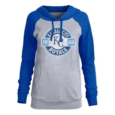 MLB Kansas City Royals Women's Lightweight Bi-Blend Hooded T-Shirt - XS