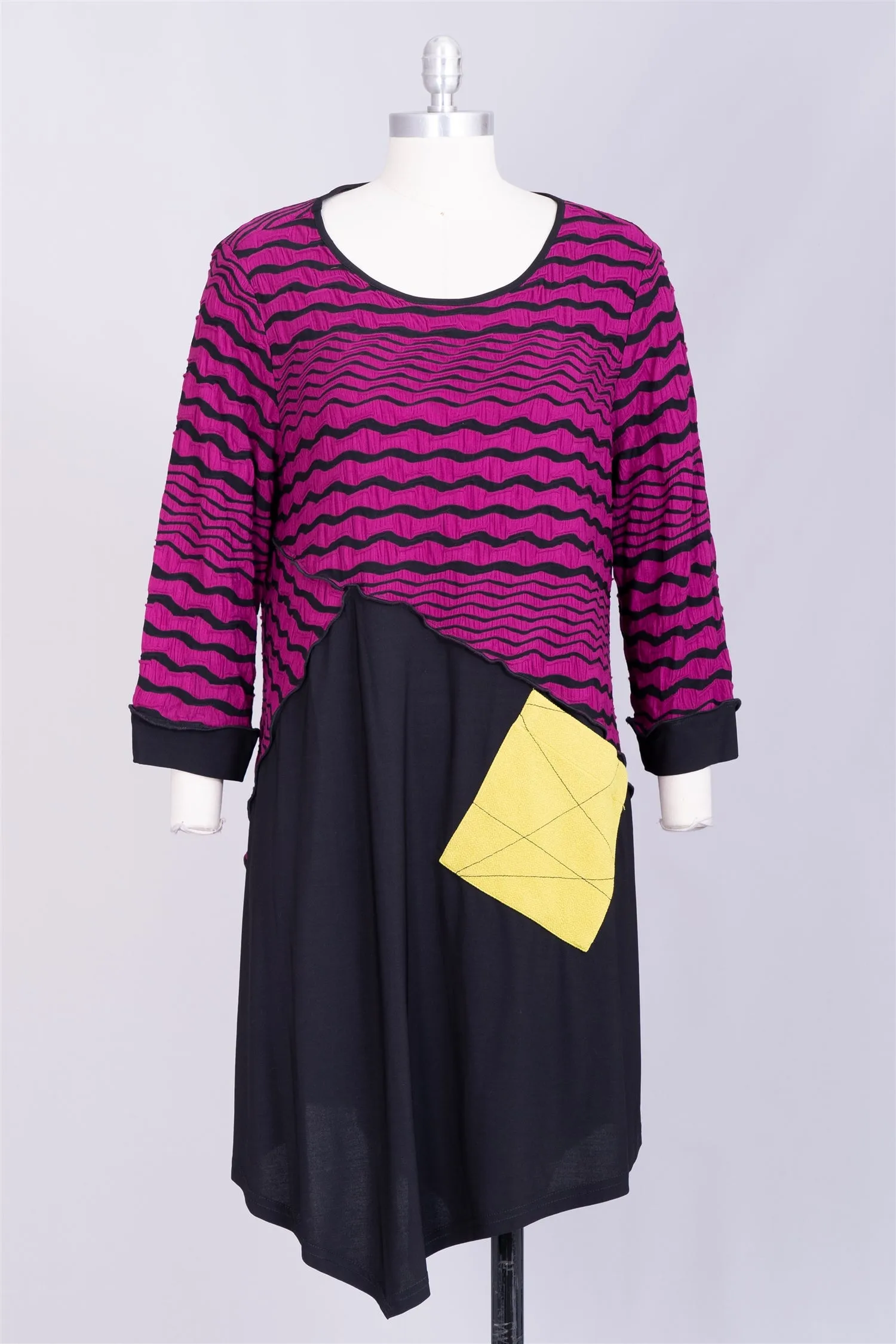 Moonlight 8966 Colorblock Asymmetrical Knit Dress