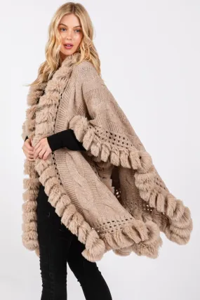 MS0408 Faux Fur Trim Cape With Closure