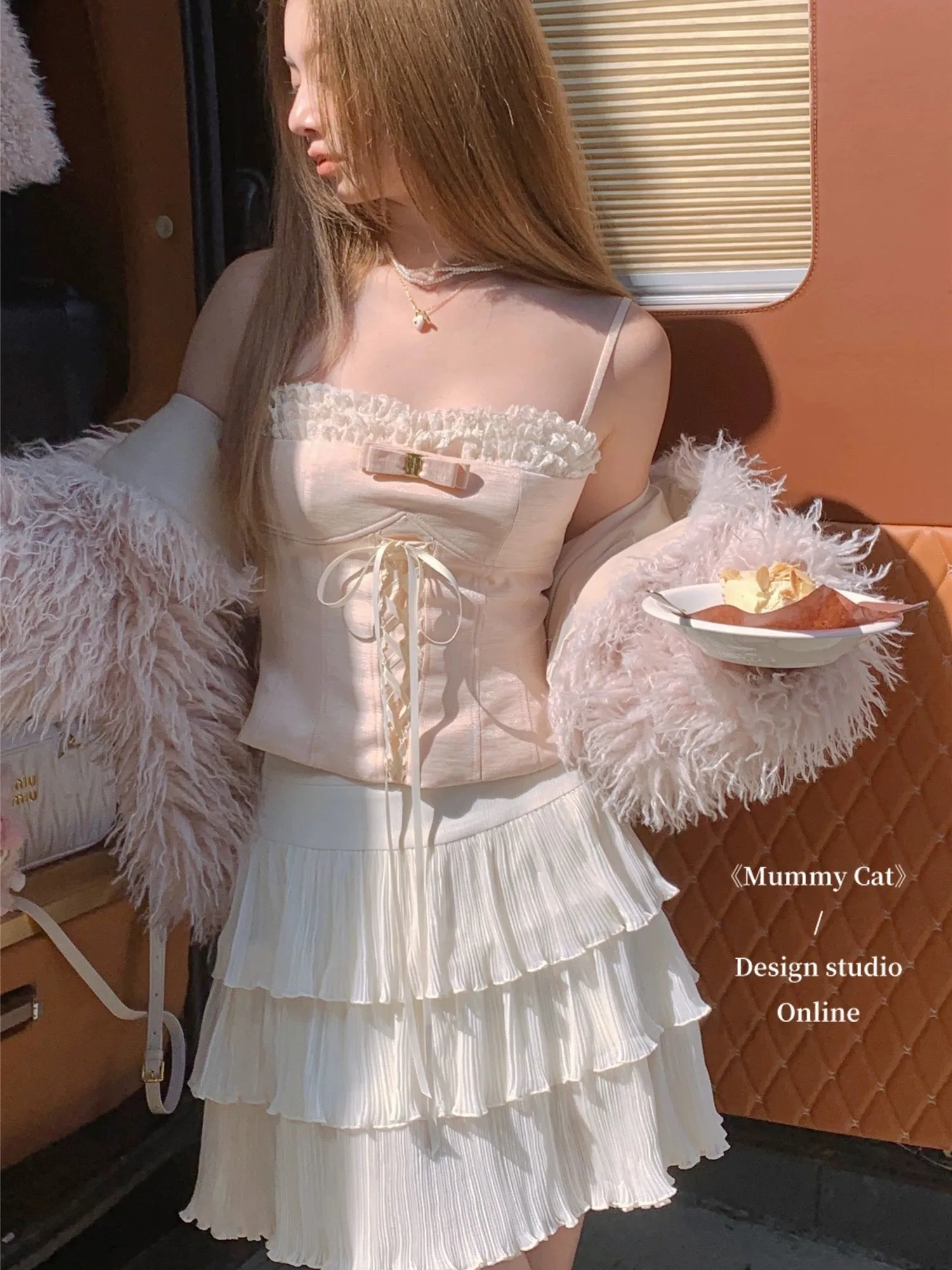 [Mummy Cat] Sweet Butterfly Bow Lace Camisole