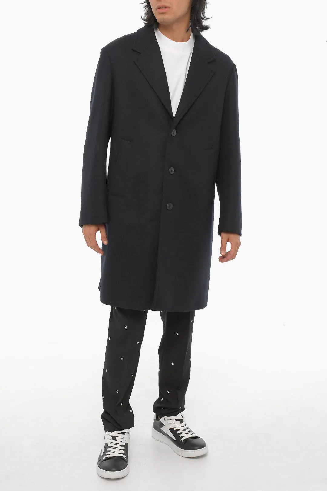 Neil Barrett Solid Color Wool Blend Coat