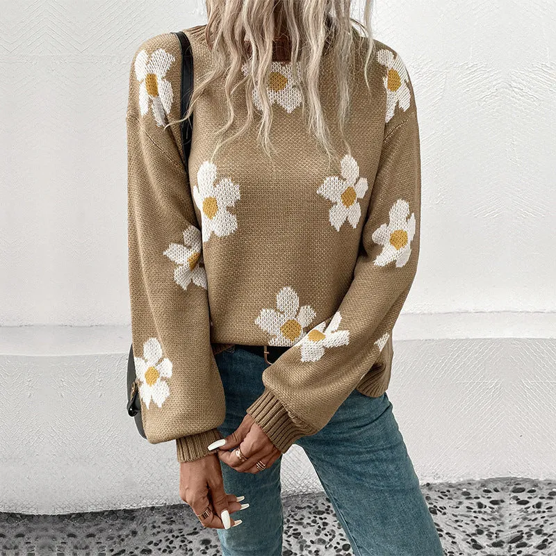 New Fashion Women's Long Sleeve Jacquard Sweater