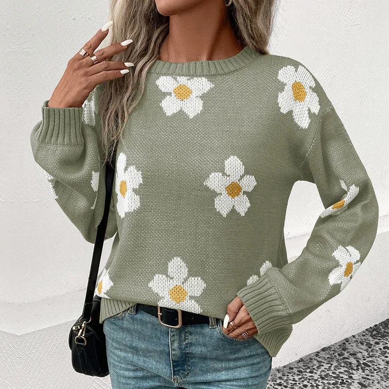 New Fashion Women's Long Sleeve Jacquard Sweater