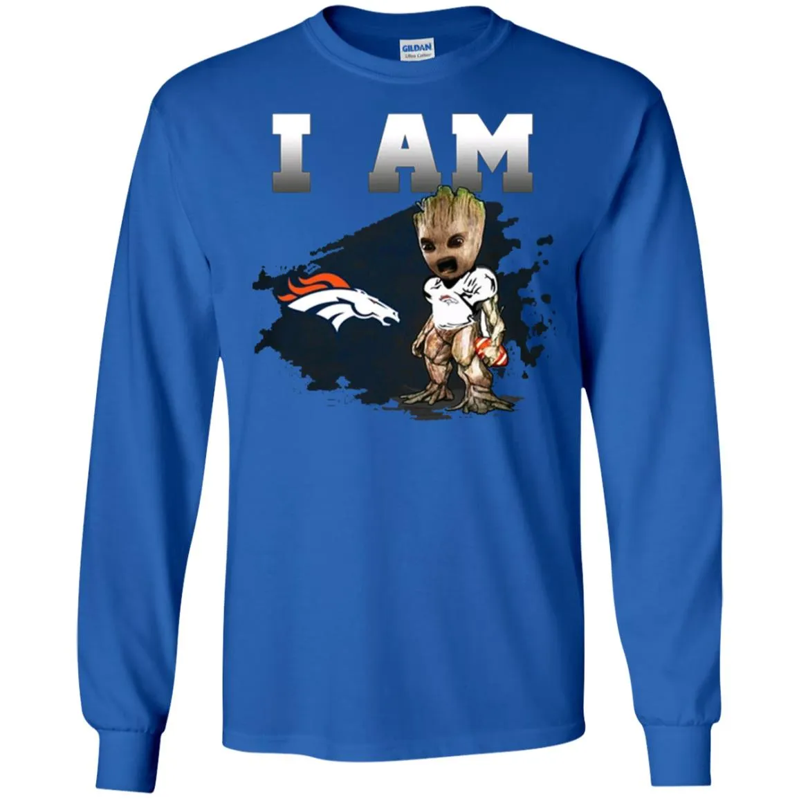 Nfl Denver Broncos I Am Groot T-shirt Men Long Sleeve Shirt