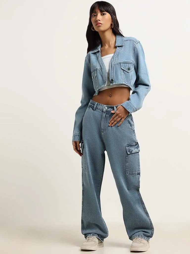 Nuon Blue Denim Cropped Jacket