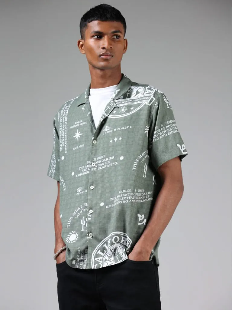 Nuon Sage Printed Relaxed-Fit Shirt