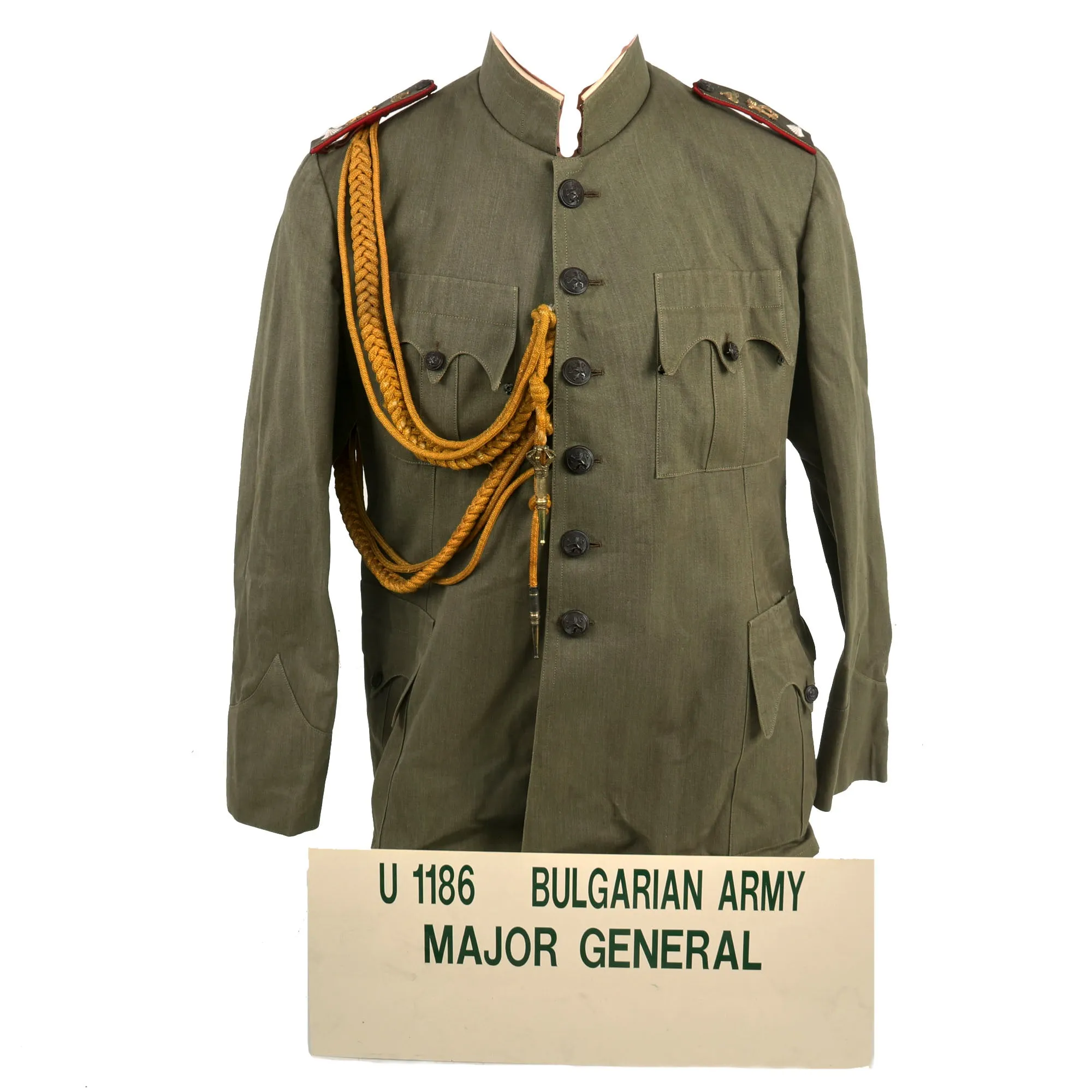 Original Bulgarian WWII Era Infantry Major-General Service Uniform Jacket With Museum Sign - Formerly Part of the A.A.F. Tank Museum