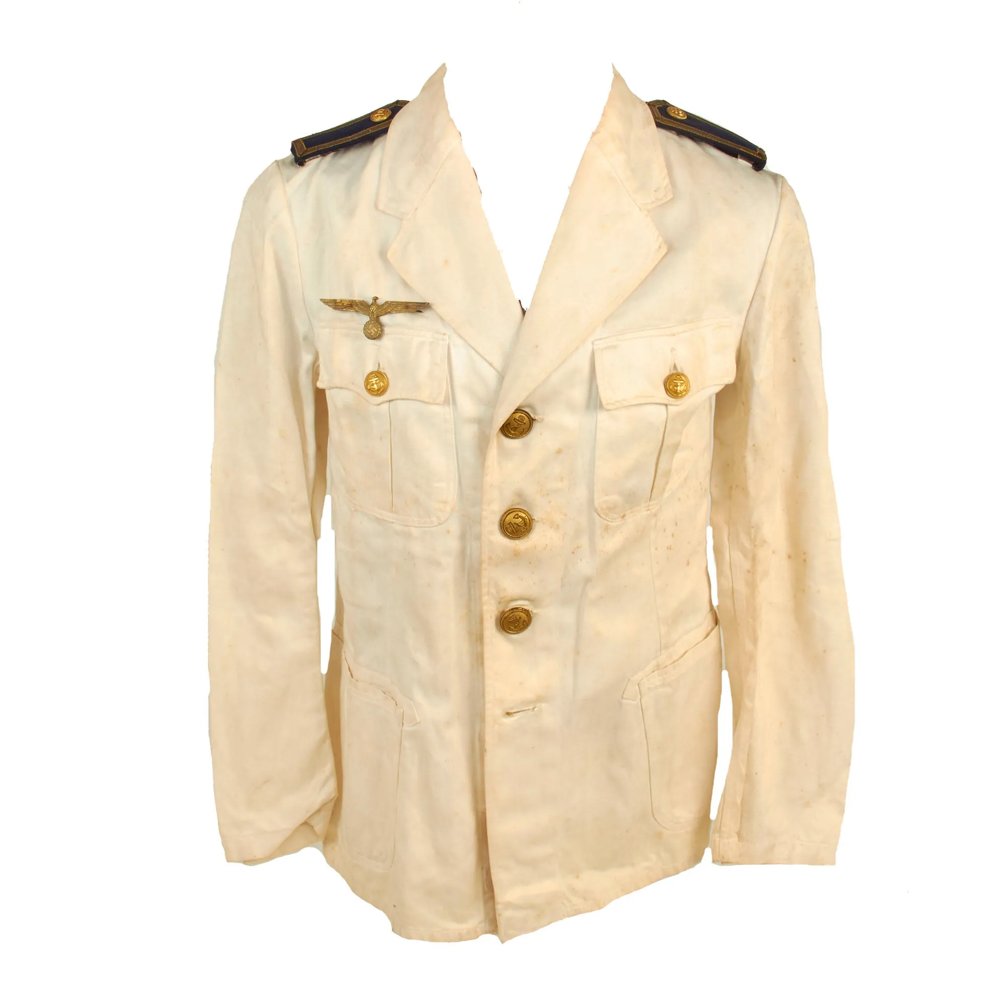 Original German WWII Kriegsmarine Obermaat Petty Officer White Summer Uniform Tunic with Waistcoat