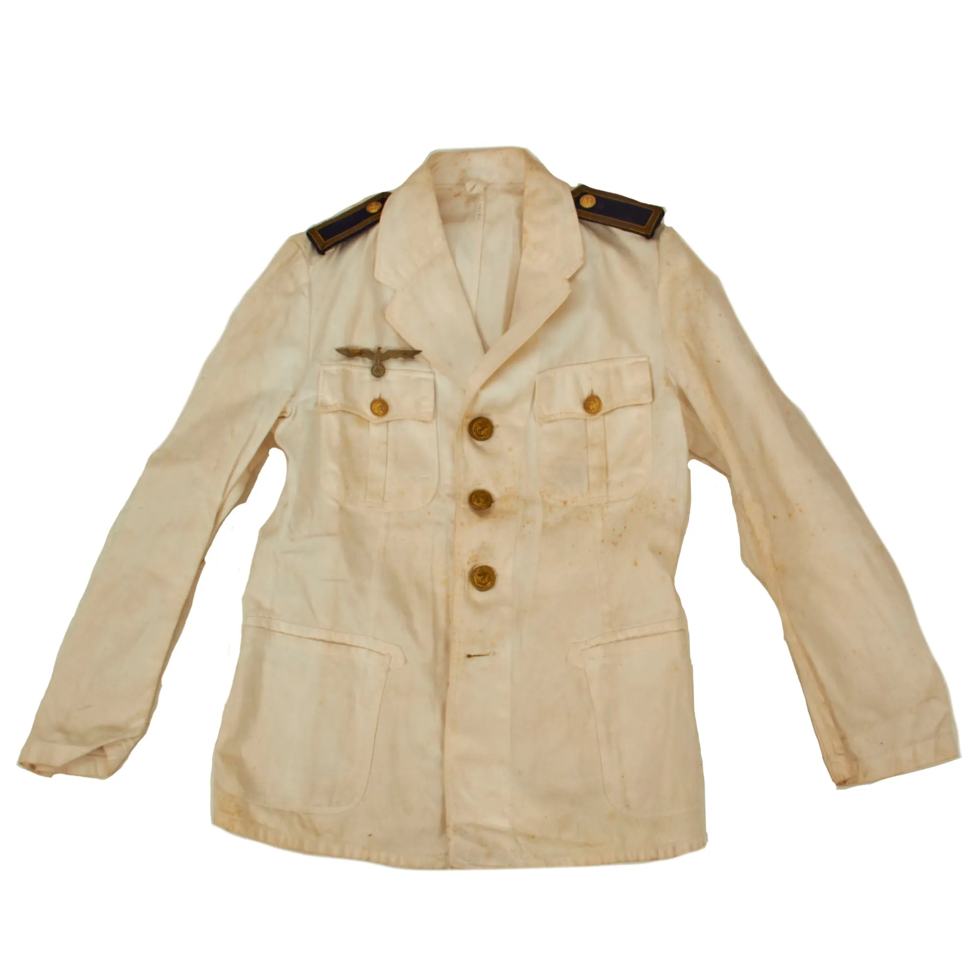 Original German WWII Kriegsmarine Obermaat Petty Officer White Summer Uniform Tunic with Waistcoat