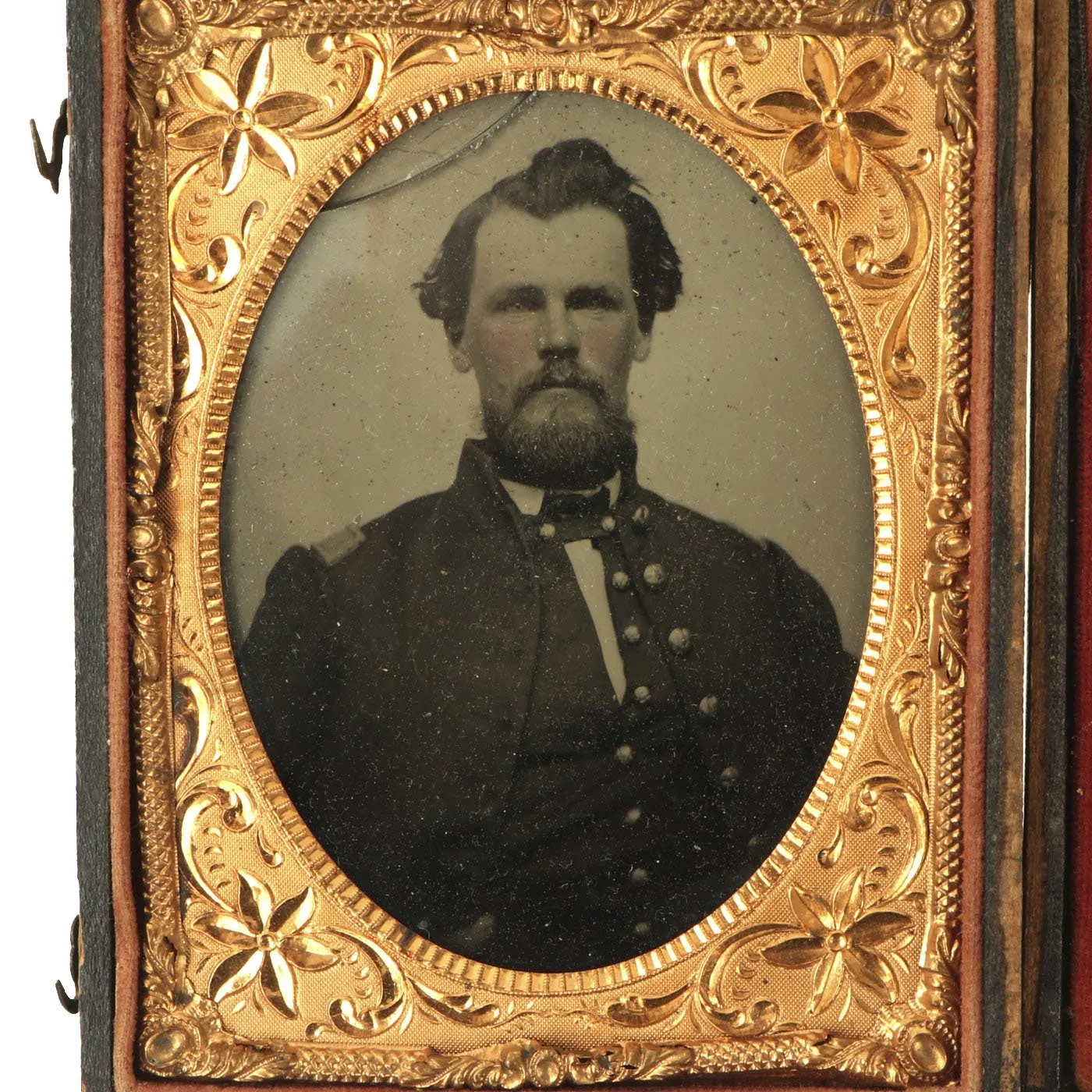 Original U.S. Civil War Federal Officer Sixth Plate Tintype Photograph in Case