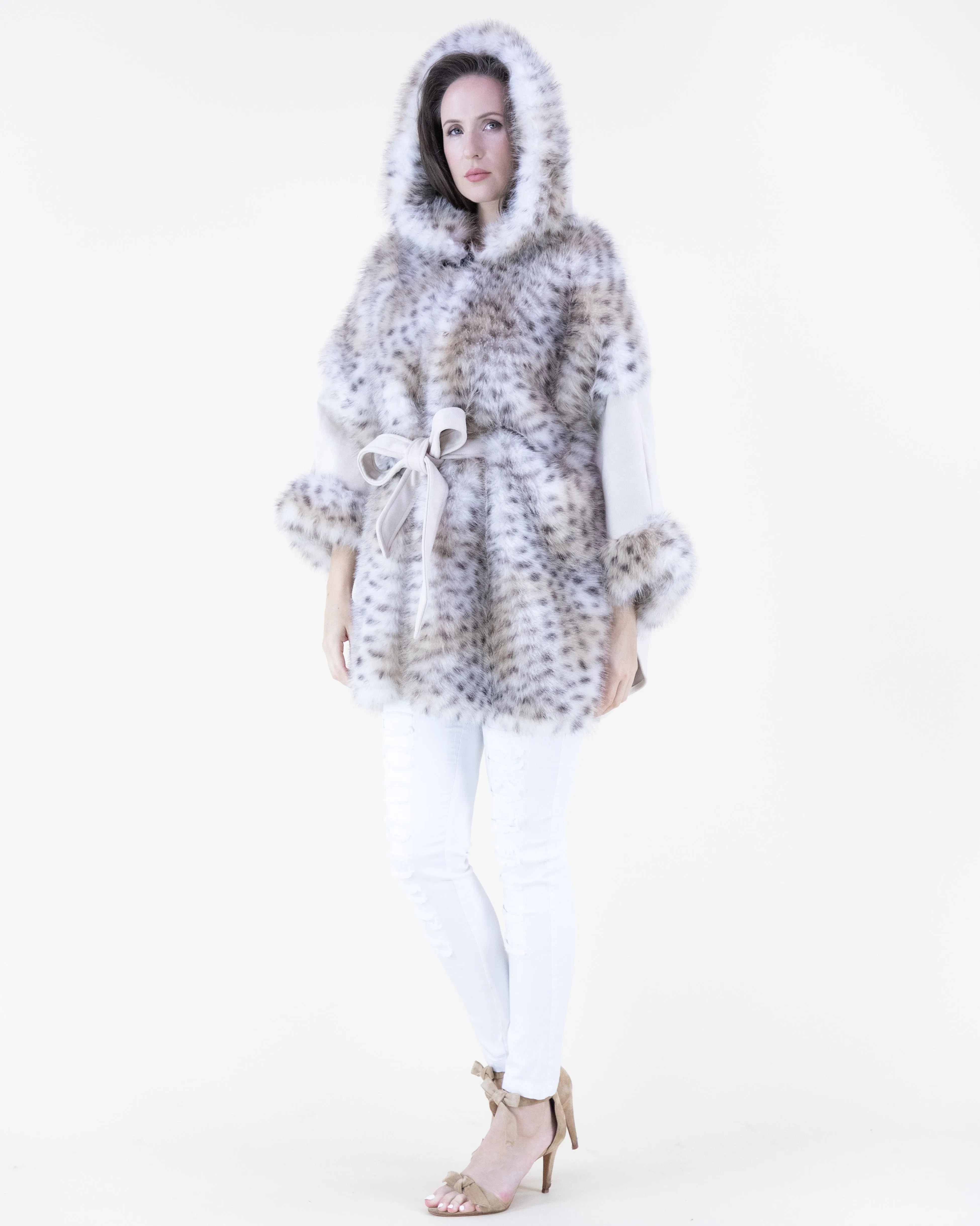 Original USA Plush Cheetah Faux Fur Suede Cape