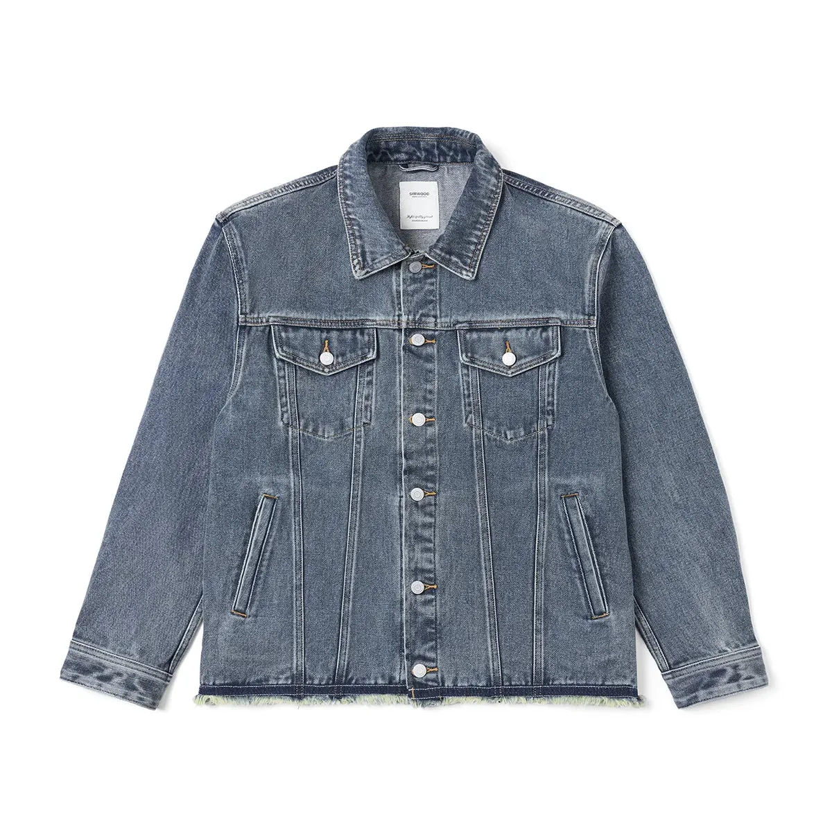 Oversize Denim Jackets with Raw Hem - 100% Cotton Fabric