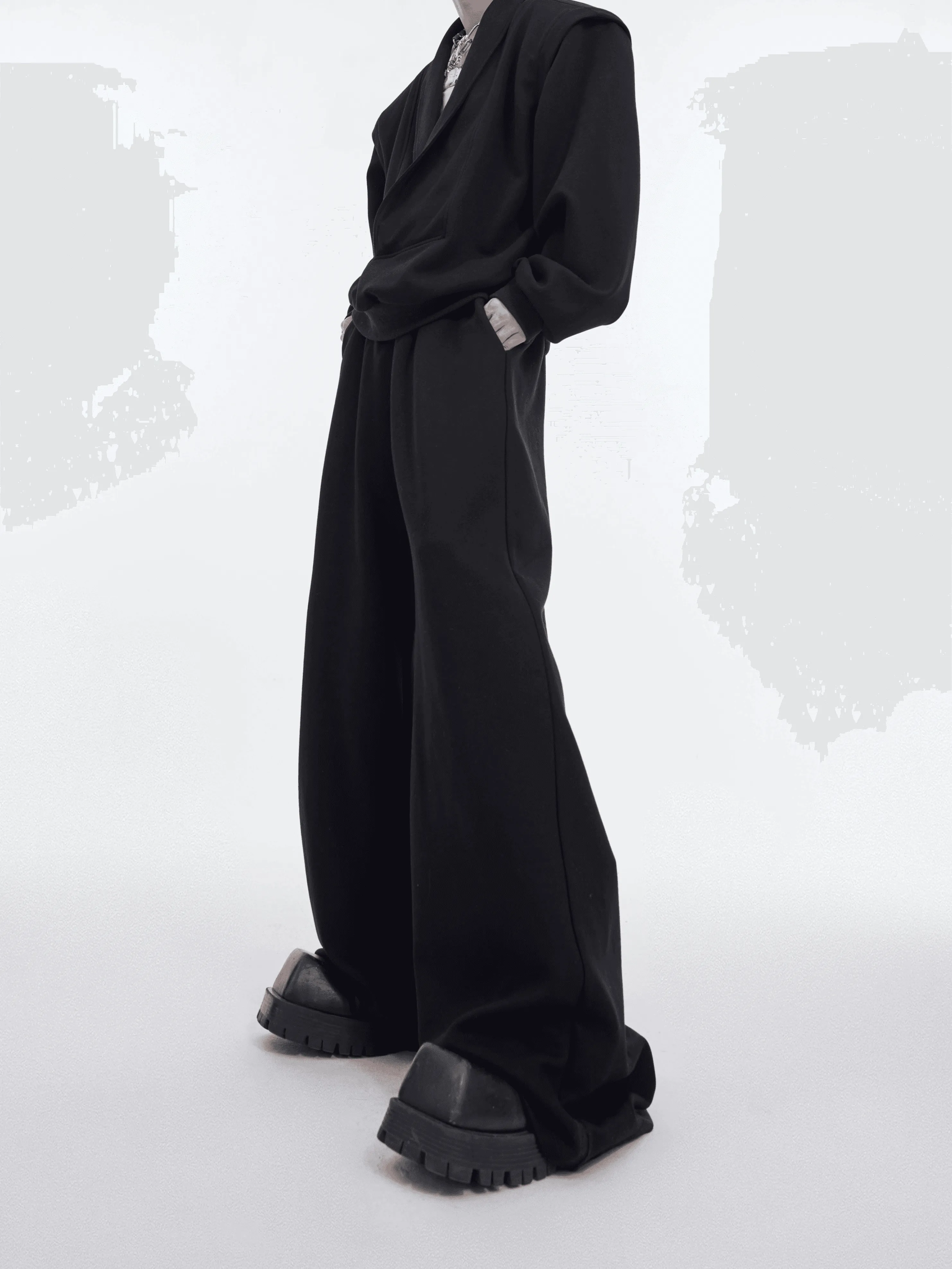 Oversize Heavyweight V-neck Sweatshirt & Wide-leg Sweatpants Setup WN4006