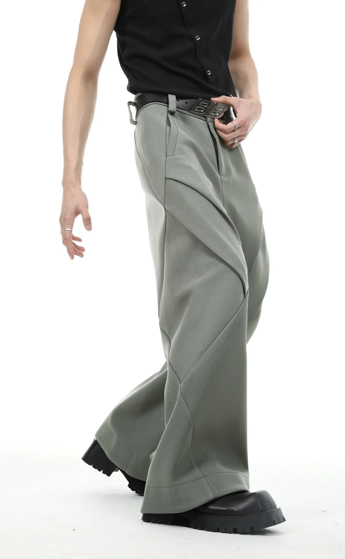 Oversize Zipper Hoodie & Wide-leg Pleats Sweatpants Setup WN3743