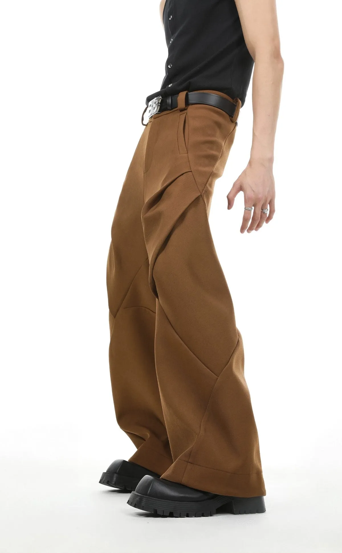 Oversize Zipper Hoodie & Wide-leg Pleats Sweatpants Setup WN3743