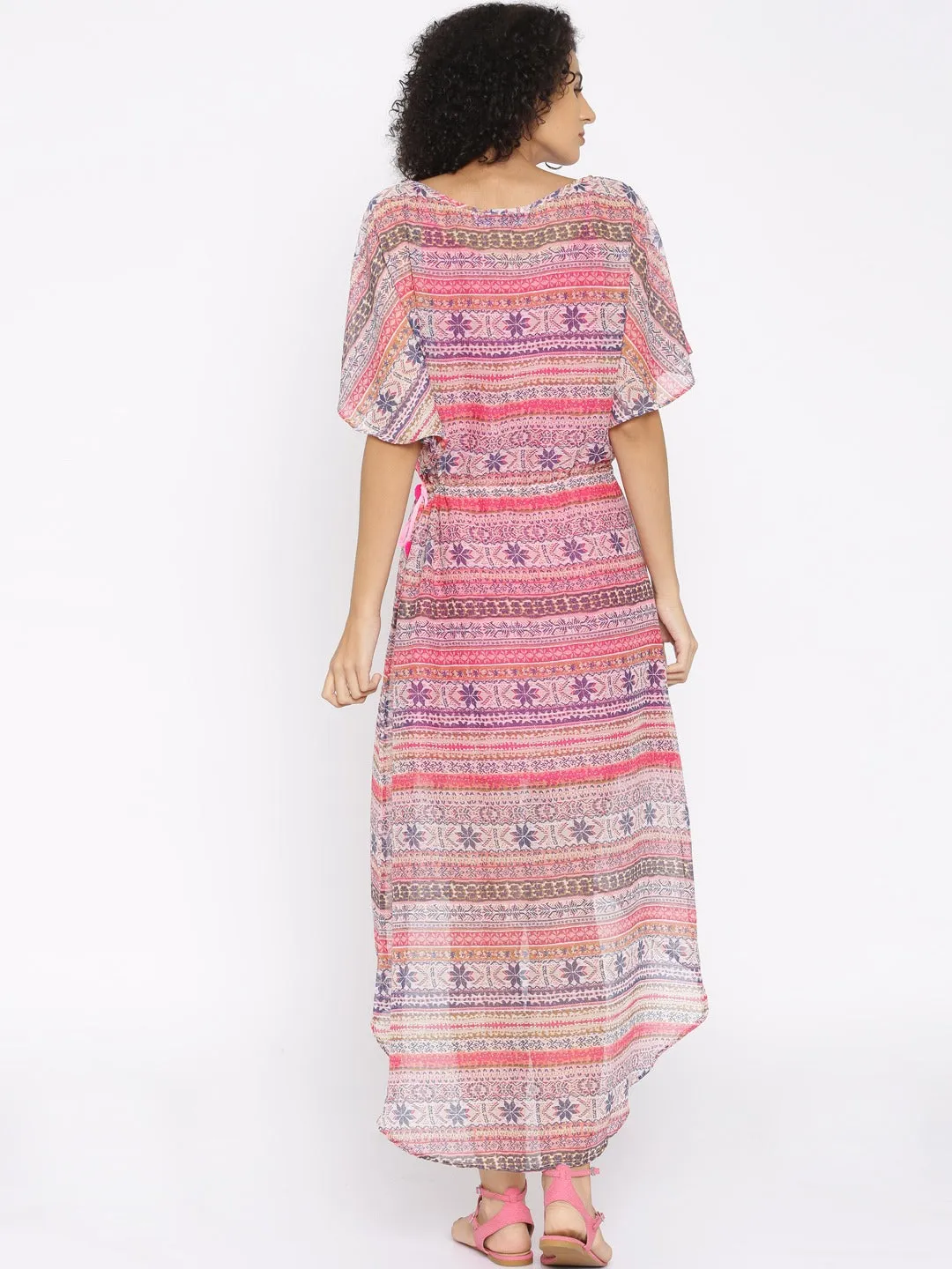 Pink Printed Hi-Low kaftan dress - (Clearance - Final Sale)