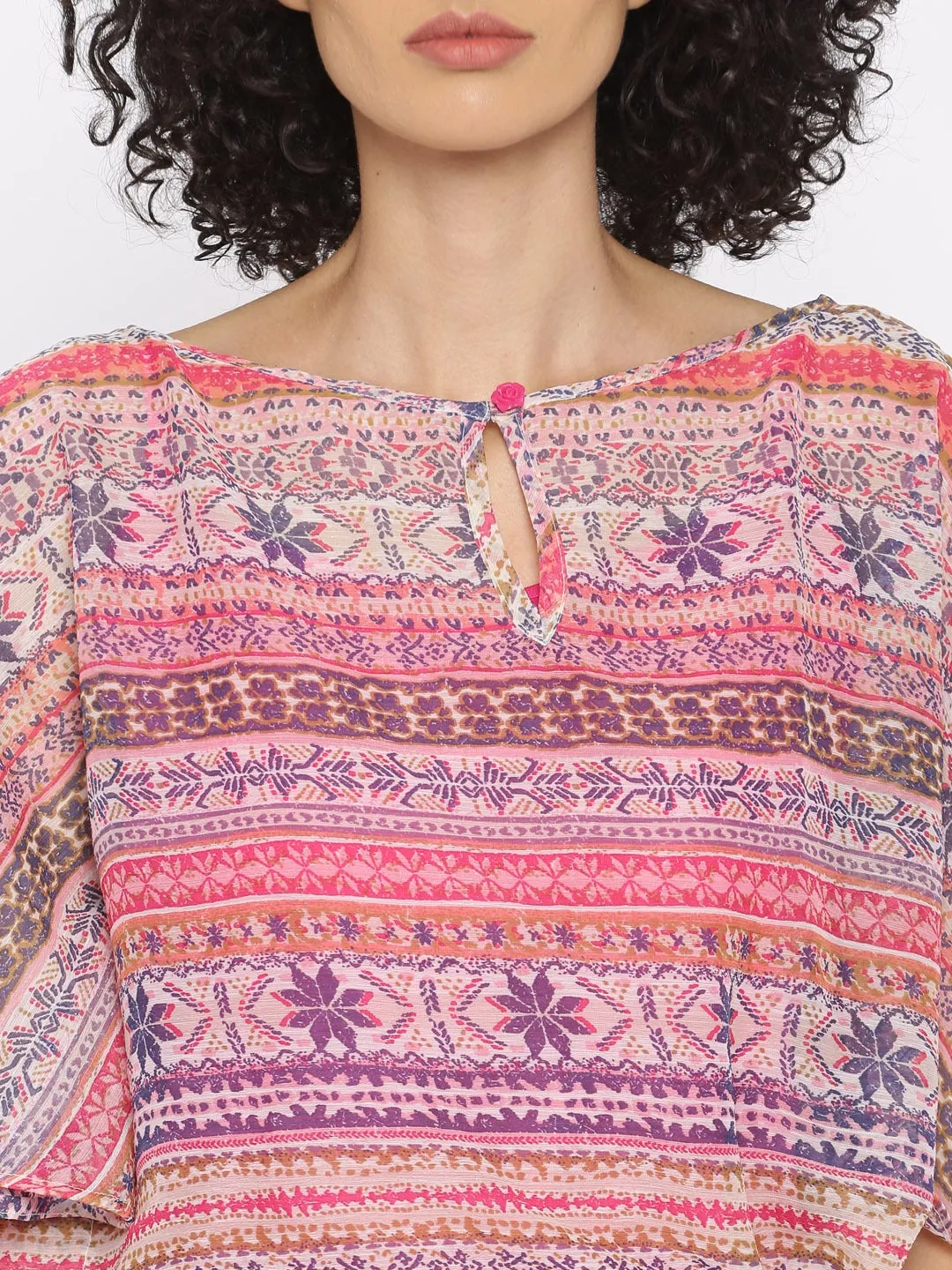 Pink Printed Hi-Low kaftan dress - (Clearance - Final Sale)