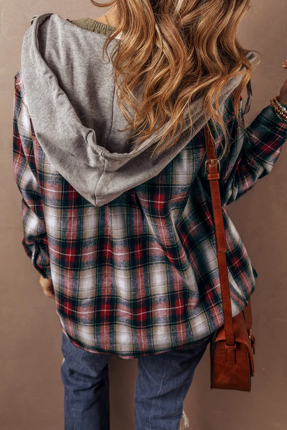 Plaid Chest Pocket Hooded Shacket