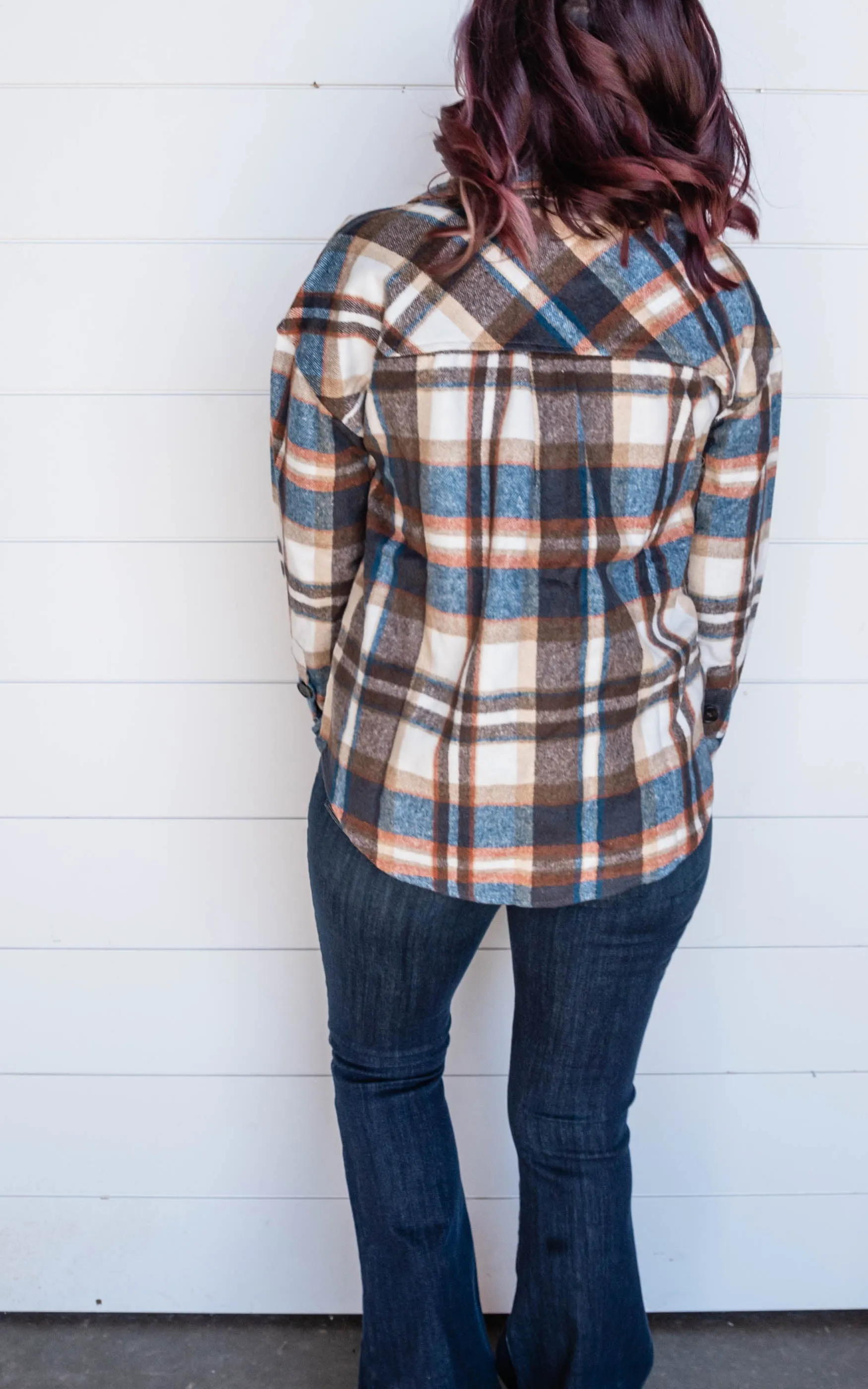 Plaid Shacket - Rust/Brown/Blue/Ivory