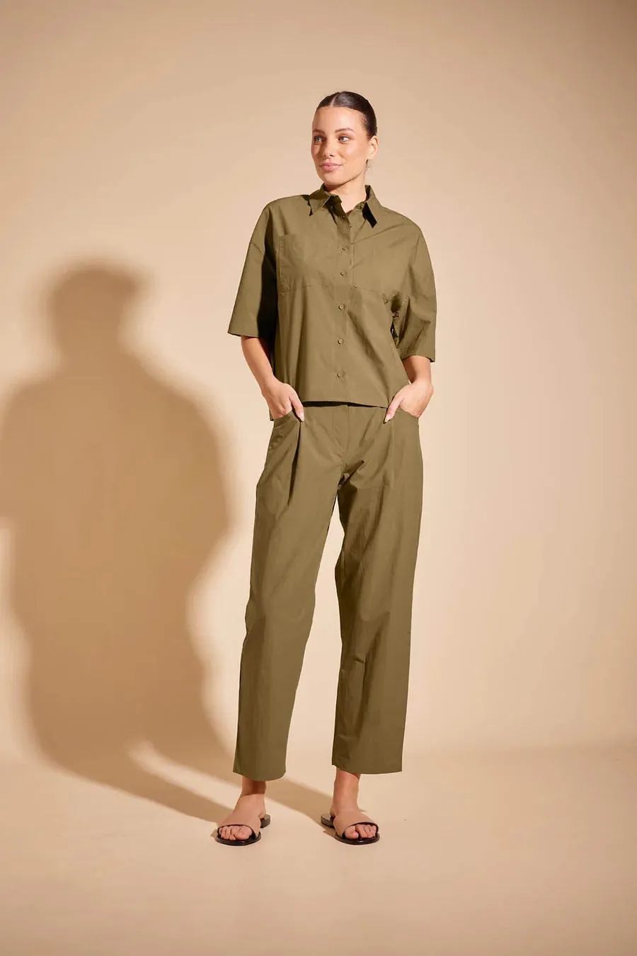 POPPY PIMA COTTON SHIRT | Olive